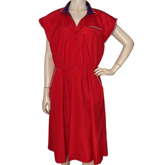 Vintage 70s Nautical Style Day Dress - Picture 4 of 16